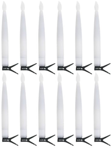NULYLU 12sets Led Flameless Taper Candles Set Warm White Decorative Candles with Clips Hooks for Christmas Tree Easy Installation with Fishing Line for Holiday Decorating