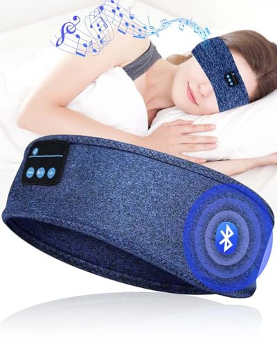 Sleep Headphones, Wireless Bluetooth Headband Built-in Ultra-Thin HD Stereo Speakers, Soft Sleep Headphones Headband for Side Sleep, Yoga, Fitness, Sports, Relaxation, Personalized Tech Gifts (Blue)