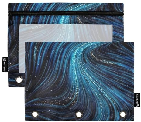 Sense Technology Sense Lines Federmäppchen mit Reißverschluss und transparentem Fenster, großes Federmäppchen mit Sichtfenster, transparentes Fenster und Ösen, 3 Ringe, Reißverschlussbuch zur