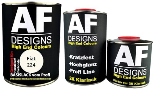 Set di vernice per auto, 2,5 l, adatto per Fiat 224 Bianco Corfu, vernice di base, pronto a spruzzare