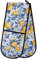 Oven Gloves Double Oven Gloves Lemon Bohemian Blue Leaves Oven Mitts Pot Holder Heat Resistant Quilted for BBQ Baking Kitchen Cooking Gloves