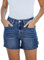 Roskiky Mom Jeans Short en jean pour femme, taille haute, extensible, pour l'été, décontracté, coupe maman, bleu, M