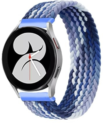 Generisch Band kompatibel mit Galaxy Watch 4/Classic/5 Pro/45 mm/44 mm geflochtenes Solo-Loop-Armbanduhr GT 2e 3 Armband 20 mm 22 mm(Blueberry,22MM_L)