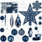 BRUBAKER 128 Stück Premium Christbaumschmuck - XXL Weihnachtskugel Set mit Glitzer Kugeln, Eiszapfen, Diamant Anhänger, Bonbon, Nikolaus Stiefel und Baumspitze Stern - Baumschmuck - Blau