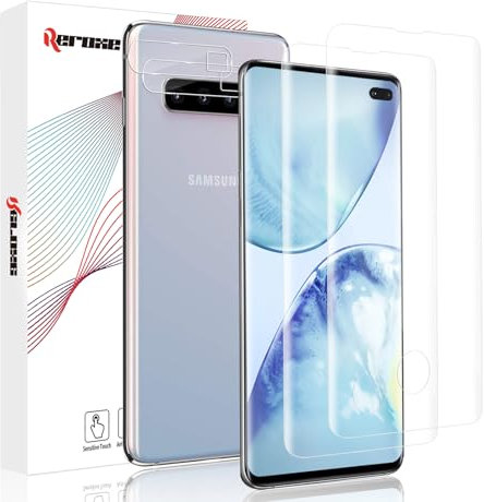 REROXE 2+2 Stück Schutzfolie für Panzerglas für Samsung Galaxy S10 Plus, Ultra Klar 3D Gebogen Anti-Kratzer S10 Plus Glas Folie, Anti-Öl Anti-Fingerabdruck Samsung S10 Plus Glasfolie & Objektivschutz