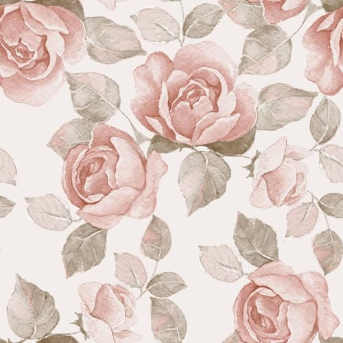 Yullpaper Papier Peint Adhesif Mural Fleur Rose Rouleau Adhesif Decoratif Motif Floral Rose Pour Chambre Fille Film Autocollant Meuble Vintage Papier Deco Adhesif Meuble Cuisine 44,5cm x 300cm