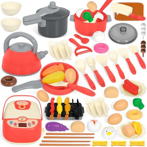NXPZ Accesorios de Juguetes de Cocina para Niños, Juego de rol de Chef para Niño, Juguetes de Cocina con Ollas y Sartenes, Adecuado para Niños y Niñas de 3 4 5 6 7 8 Años