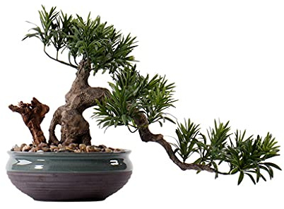 Fake Plants Artificial Tree Simulation Pine Tree Bonsai Fake Welcome Pine Potted Decoration Artificial Plant Interior Decoration 11.8 Inches Artificial Bonsai