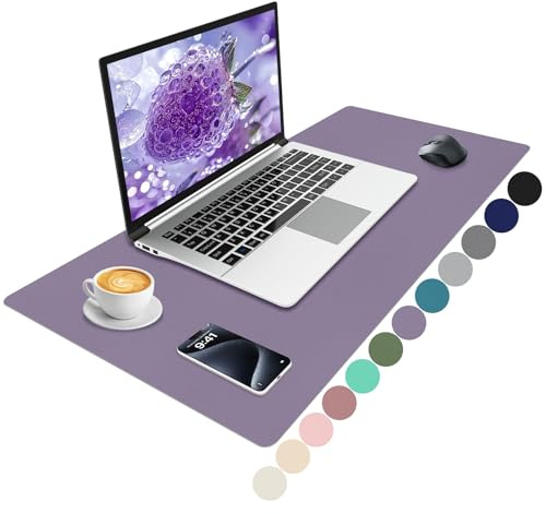 Niviy Schreibtischunterlage 80x40cm Tischunterlage XXL Mauspad Leder,Schreibtischmatte Rutschfester PU Schreibunterlage Tischschutz Unterlage Wasserdichter Mousepad für Büro,Home und Laptop Lavender