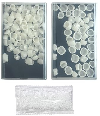 120pcs Temporary False Tooth Crown Kit for Anterior Posterior, with Moldable Fake Teeth Thermal Fitting Beads