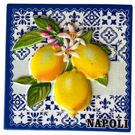 Dekorative Magnete Neapel, Pompeji und Panoramas, dekorative Magnete Napoli (Zitronenweiß_Majolika)
