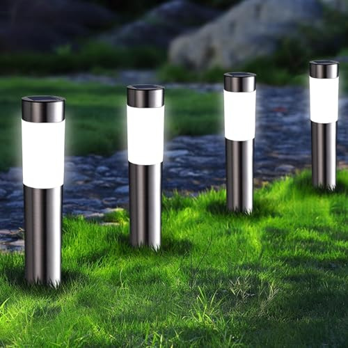 Joomer Solar Lights Outdoor Garden White 4 Packs Circular LED Path Light