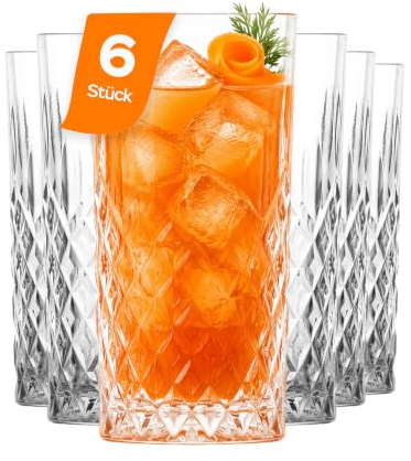 NORDIC SCHILLER Luxus Wassergläser Spülmaschinenfest, Longdrinkgläser 6er Set 360ml 100% BLEI FREI Kristallgläser, Trinkgläser Set, Highball Gläser, Longdrink Gläser Set, Wasserglas, Cocktailgläser