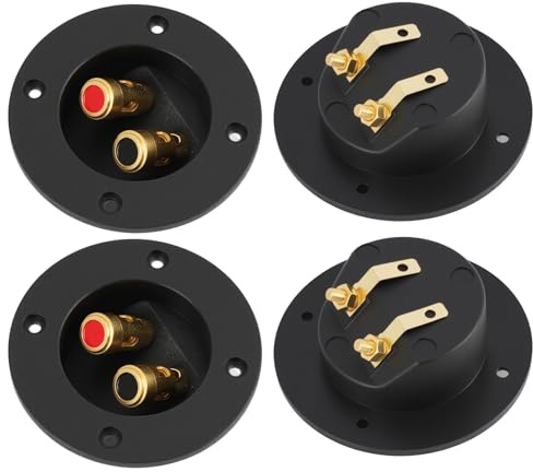 PaYuanRaoTi 4PCS Terminal De Conexión Para Caja De Altavoces De 2 Vías, Terminal De C-onexión Para Altavoces Para Carcasas Y Cajas, Bornes De Altavoz Redondos Como C-onexión De Altavoz Para Subwoofer