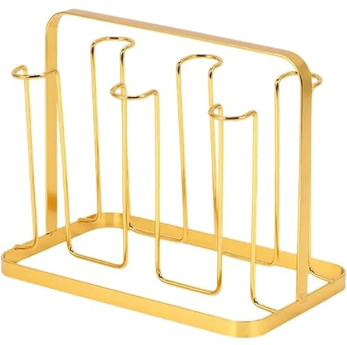 PNJB Gold-Finish Metal Kitchen Organizer, Elegant Countertop Rack for Cups, Mugs, Glasses & Bottles, Rust-Resistant, Space-Saving Holder for Home, Office, Café & Hotel Use