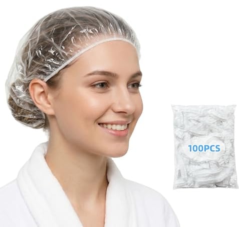 100PCS 42cm Cuffie Doccia Confezionate Singolarmente | Impermeabile Cuffia da Doccia, Trasparente Cuffie Capelli Cuffie, Unisex per Doccia Hotel Spa e Parrucchiere