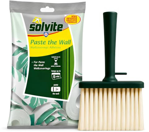 Solvite Wallpaper Paste Bundled with Wallpaper Paste Brush for Paste the Wall Wallpaper, Wallpaper Adhesive for Lining Paper, Vinyl, Textured and Embossed Wall Coverings, Wallpaper Kit