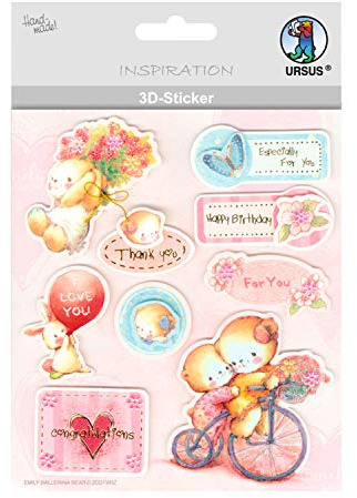 Ursus 56420011 - 3D Sticker Everyday, bestehend aus mehreren Ebenen, aus verschiedenen hochwertigen Materialien, selbstklebend, ideal zum Verzieren von Grußkarten und Geschenken, Motiv 11