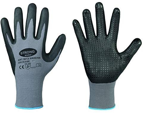 Handschuh HANDAN genoppt nahtlos EN388 flexibel griffig Arbeitshandschuh Noppen (6, Einzeln (1 Paar))