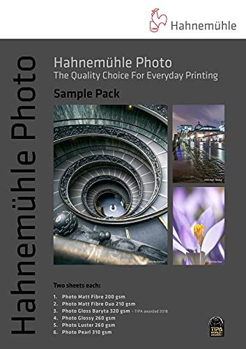 Hahnemühle Photo Sample Pack, 5x2 unbedruckte DIN A4 Papiere zum Testen, Testpackung