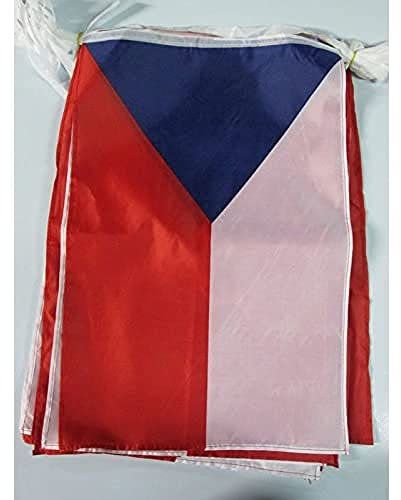 AZ FLAG - Fahnenkette Tschechien 12 Meter Mit 20 Flaggen - 45x30 cm - Tschechische Girlande Flaggenkette 30 x 45 Cm