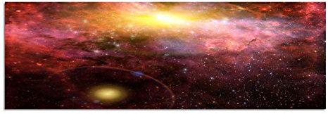 Paul Sinus Art Panoramabild auf Leinwand und Keilrahmen 150x50cm Sterne Planeten Galaxie Weltraum