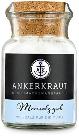 Ankerkraut Meersalz grob, Speisesalz, grobkörniges Meersalz, 170g im Korkenglas