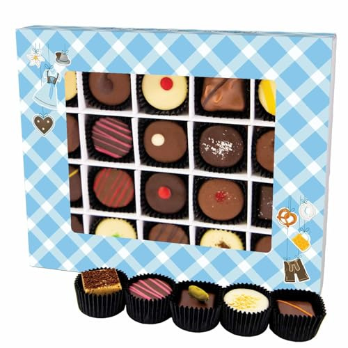 Hallingers Genuss Manufaktur Pralinen Geschenk - mit & ohne Alkohol, handmade aus Confiserie-Edelkakao in wertiger XL-Geschenkbox Bavaria, Geschenkidee für Frauen Männer
