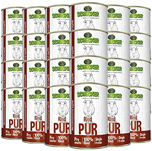 Schecker Nassfutter - 100% Rind PUR - Hundefutter - 24 x 410g - getreidefrei - glutenfrei - ohne Zusatzstoffe