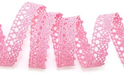 Spitze Emilia ROSA 5 m x 15 mm Baumwollspitze Spitzenband Spitzenborte Dekoband Schleifenband Häkelspitze Baumwolle Häkelband Vintage Geschenkband Hochzeit