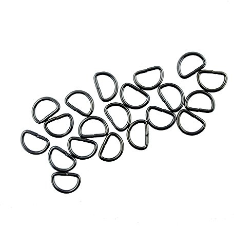 HAND® Dark Gun Metal Tone 14 mm Small D Ring Buckle - for Making or Repairing Belts, Bags 14 mm W x 10 mm H - Pack of 20