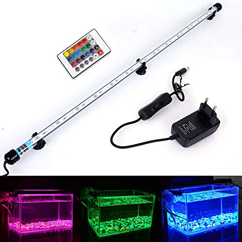 VARMHUS RGB Aquarium Beleuchtung, LED Aquarium Leuchte 71 cm Wasserdicht Aquarium Lampe Stecker EU Unterwasser LED-Lichtbalken für Fisch Tank mit Fernbedienung (RGB)
