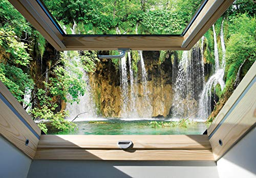 Forwall Fototapete Fenster 3D Effekt Aussicht Wandilussion Optik Wohnzimmer Schlafzimmer Vlies Tapete Wandtapete UV-Beständig Montagefertig (10408, V4 (254x184 cm) 2 Bahnen)