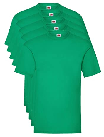FRUIT OF THE LOOM Men's Valueweight 5 Pack T Shirt, Green (Kelly Green 47), L UK