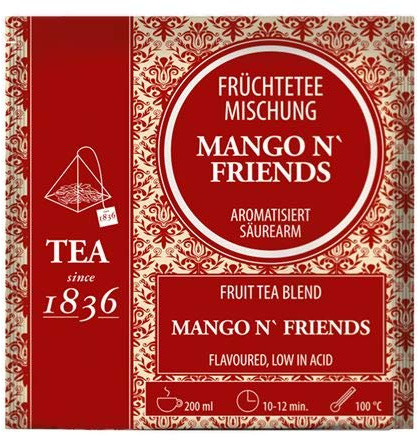 Früchteteemischung Mango ´n Friends aromatisiert 50 Pyramidenbeutel im Sachet à 4 g