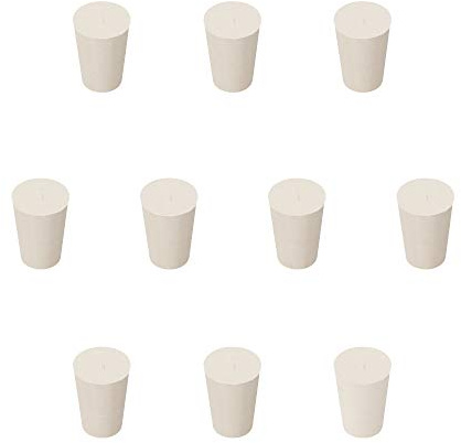 StonyLab Solid Rubber Stoppers, 10-Pack 1# - 14mm x 19mm x 27mm- White Tapered Lab Seal Rubber Stoppers