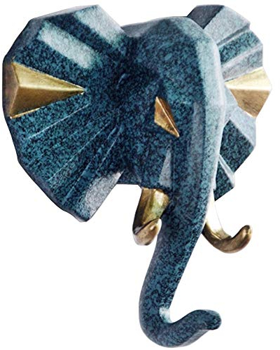 TZAMLI Elefant Wandhaken Tier Harz Kleiderhaken Selbstklebend, Handtuchhaken Wand Tür Haken Aufbewahrung Ordnen Handtuch Kleidung, Retro Blau