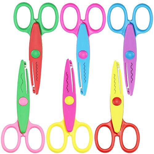 Bastelschere 6 Stück farbenfroh Scheren Verschiedene Linien ausschneiden Bunte Kinderschere für dem Rand des dekorativen Papier für kreatives Basteln Deko DIY Fotogestaltung Handwerk Scrapbooking