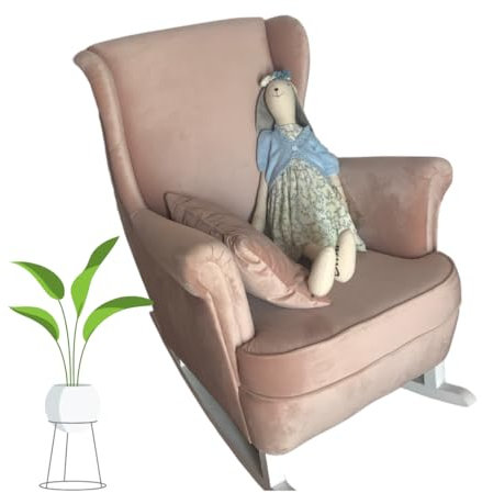 Marthome - Fauteuil à oreilles et à bascule Fauteuil d'allaitement Fauteuil à bascule pour chambre, salon ou chambre de bébé Velours