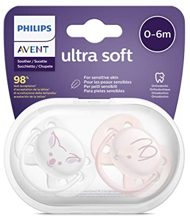 Philips Avent SCF222/04 - Ciuccio ultra morbido, 0-6 mesi, colore: Rosa