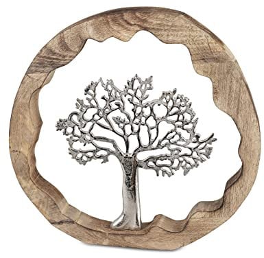 Deko Lebensbaum aus Alu Mango Holz zum Stellen Aufsteller 40 cm Tischdeko Dekoration