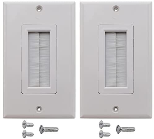 2 Stück Einzelbürste Wandplatte, Kabeldurchlass Einsatz für Single Gang Kabel Zugangsband, Drähte, Wandsteckdose von HDTV, HDMI, Heimkino-System