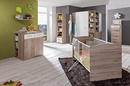 Froschkönig24 Joker Babyzimmer Kinderzimmer Komplettset Weiß/San Remo-Eiche 1