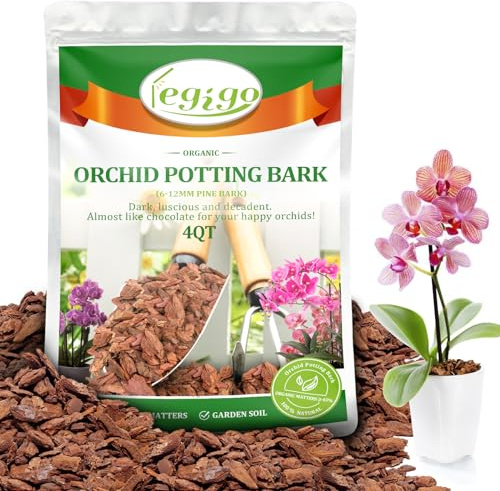 Legigo 4 Quarts Organic Orchid Bark, Orchid Potting Mix, Pine Bark