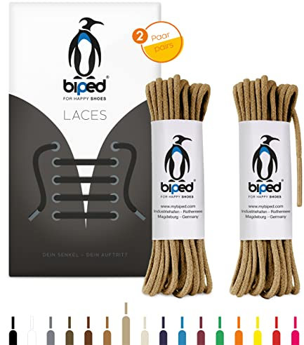 biped LACES 2 paia di lacci rotondi in cotone ¿ 2 mm sottili - lacci rotondi premium per scarpe e stivali in pelle - resistenti agli strappi e lavabili - made in EU z2900(beige,140 cm)