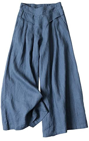 FEOYA Jupe Pantalon Femme Fluide Eté Sarouel Jupe Culotte Taille Elastique Pantalon Ample Large