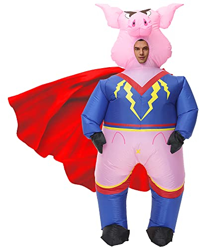 JASHKE Inflatable Costume Adult Pig Inflatable Costume Fancy Dress for Adult (Super Pig)