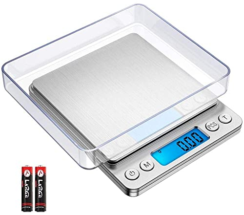 electromax Premium Digital Scales 0.01g - 500g, Kitchen Digital Weighing Scales, Pocket Scales for Gold, Jewellery, Food, Coffee, Herbs, Powder with Back-lit LCD Display