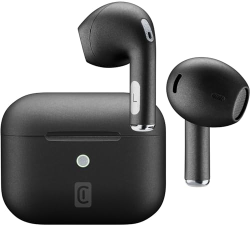 cellularline | CRYSTAL | Auricolari TWS Bluetooth 5.0 Wireless In-Ear con Custodia di Ricarica - Environment Noise Cancelling - Talk Time: 3.5 ore - Ricarica : 1.5 ore - Portata: 10mt - Colore Nero