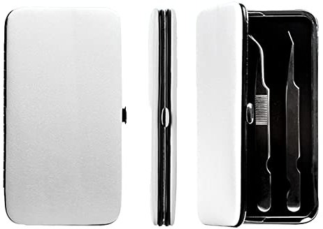 PU Leather Empty Tweezers Storage Bag Magnetic Lash Tweezers Case Anti- Organizer for Eyelash Grafting Extension Tweezers (White)